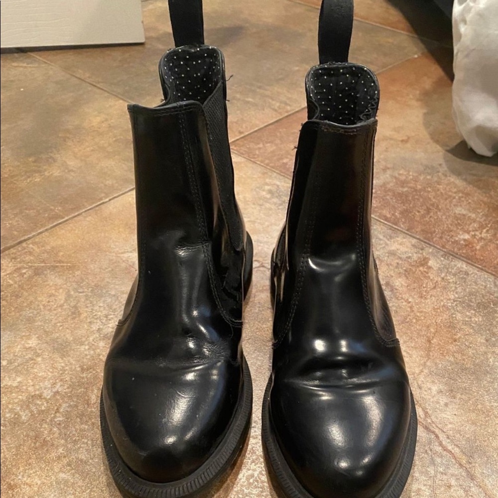 38EUR size, black shiny Doc Marten Boots. Warn in a bit, very comfy, good shape